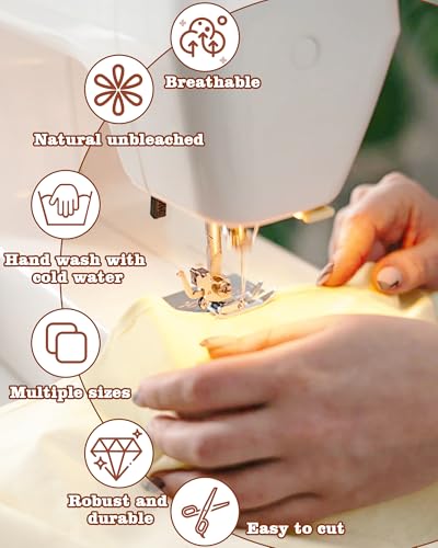 FIVEIZERO 100% Cotton Muslin Fabric by The Yard,63inch x 3 Yards Unbleached Natural Cotton Material–Medium Weight Beige Calico Fabric for Sewing,Quilting,Embroidery,Crafts & Apparel Projects - color: Natural Unbleached, size: 3 yards pre cut