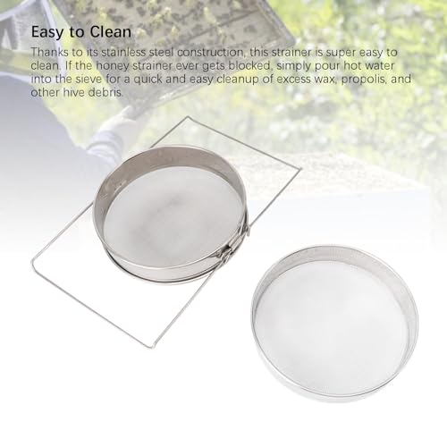 Stainless Steel Honey Strainer Double Sieve Mesh Filter Beekeeping Equipment Tools with Dual Screen Design, Extendable Arm (9.8 16.3 Inches) for 5 Gallon Buckets,