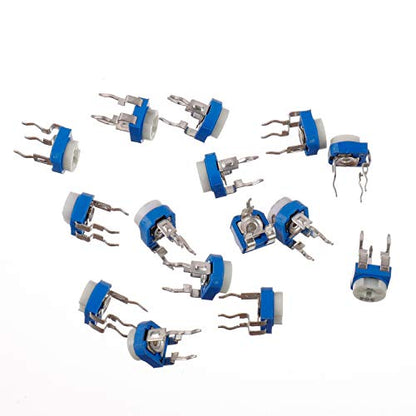 BOJACK 15 Values 150 pcs 100 Ohm- 2M Ohm Variable Resistor 6mm Potentiometer Assortment Kit packag in a Clear Plastic Box