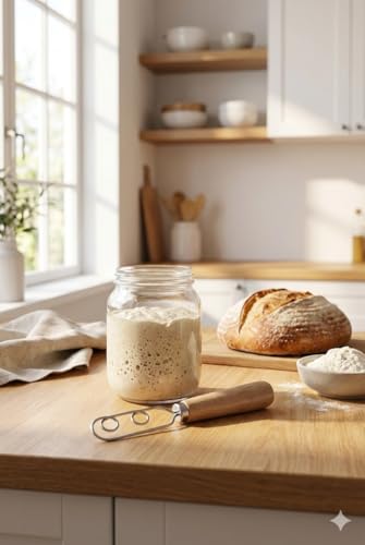 Sourdough Starter Stirring Hook and Danish Dough Whisk | Small Size to Fit in Jars | Improve the Mixing Standard Of Your Starter For Better Baking Results | New England Sourdough Starter Co. - size: 8 inches