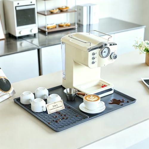Caketime 2 In 1 Silicone Coffee Bar Mat Accessories Detachable Dish Drying Rug Rack Stone for Kitchen Counter Sink Home Household Apartment Office Essentials Barista Espresso Machine Must Have - color: Gray, size: 20" x 16"