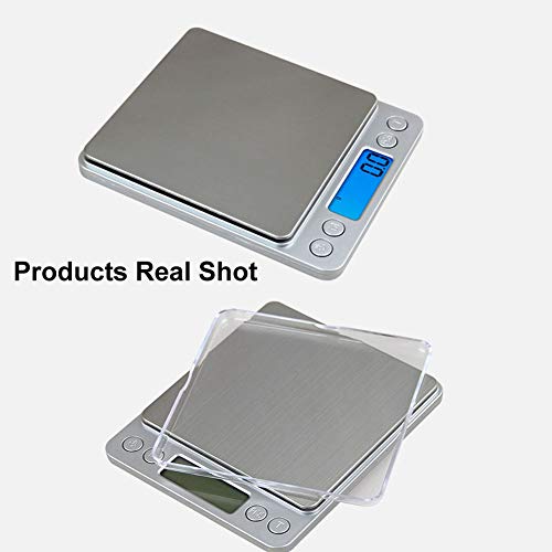 Digital Kitchen Scale,High Precision Stainless Steel Multifunction Food Scale Grams and Ounces Back-Lit LCD Display Small Pocket Jewelry Scales Auto Off,Tare,PCS,UNTS/Mode (3kg/0.1g) - size: 3kg/0.1g
