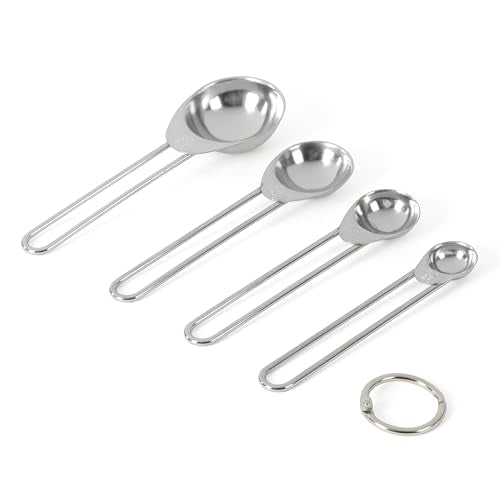 Martha Stewart Richburn 4-Piece Stainless Steel Measuring Spoons Set – Durable and Accurate Kitchen Measuring Tools for Baking and Cooking - color: Silver