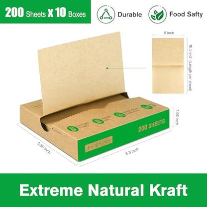 EcoDispose 2000 Count 6" x 10-1/2" Precut Pop Up Deli Paper Sheets, Interfolded Heavy Duty Oil-Resistant Kraft Paper for Bakery, Food Wrap, Serving, Oven, Air Fryer & Microwave - color: Kraft, size: 6"x10.5"inch
