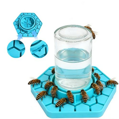 2Pcs Bee Watering Station for Mason Jar, Silicone Bee Feeder for Outside Garden, Anti-Drowning Hive Feeder Compatible with Regular & Wide Mouth Canning Jars, Beekeeping Supplies for Backyard