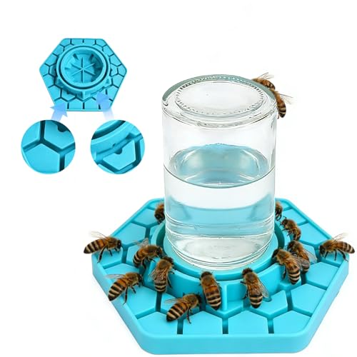 2Pcs Bee Watering Station for Mason Jar, Silicone Bee Feeder for Outside Garden, Anti-Drowning Hive Feeder Compatible with Regular & Wide Mouth Canning Jars, Beekeeping Supplies for Backyard