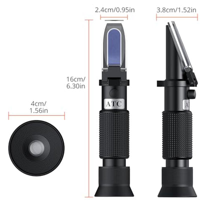 Proster Red Wine Refractometer Grape Wine Refractometer Wine Making Kit Brix Refractometer ATC Refractometers Brix Scale 0-40% Measures Sugar Content to Predict Alcohol Degree for Fruit Wine - color: Black