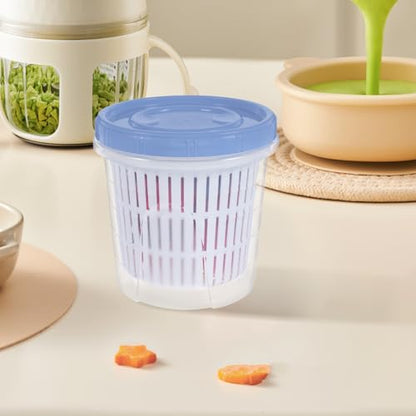 Pickle Jar with Strainer 1250ml Leakproof Kimchi Storage Container Food Storage Container for Fermenting and Pickling with Airtight Lid and Blue Lid