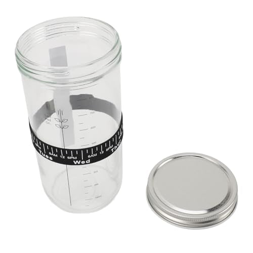Zerodis Fermentation Equipment 34oz Glass Jar with Thermometer Date Marked Feeding Band Silicone Lid Cloth Cover Scraper for Sourdough Bread Baking Supplies Home Baking Supplies