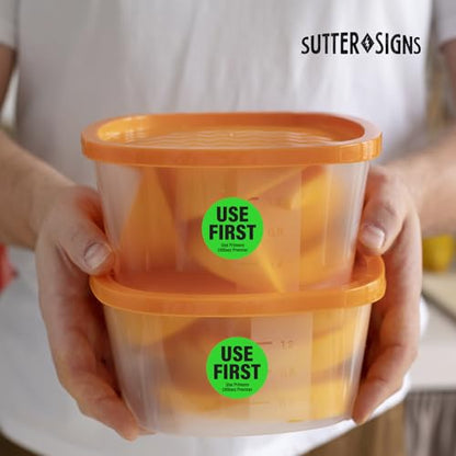 1000 Labels Use First Stickers for Food Service, 1.5-inch Wide, by Sutter Signs - color: Green