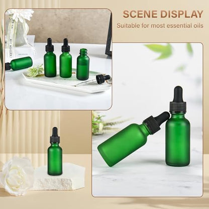 NOOEEISS 12 Pcs, 1oz Dropper Bottle, Green Glass Eye Dropper Bottle, Tincture Bottles with Dropper, Pretty Finish, Leak-Proof Design, Stronger Suction for All Kinds of Mixed Liquids - color: Green Frosted, size: 1oz-12Pack