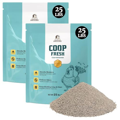 2 Pack Coop Fresh Chicken Coop Deodorizer & Coop Refresher, 25 lb, Natural Odor Eliminator w/ Food Grade Diatomaceous Earth, Moisture Absorber, Fly Control Support & Deep Litter Bedding Treatment