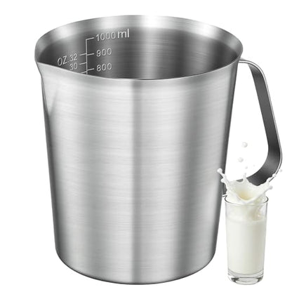 Stainless Steel Measuring Cup with Easy-Read Scales, Unbreakable, Comfort Grip Handle for Cooking, Baking, Mixing Drinks, Pet Food (32oz) - size: 32oz