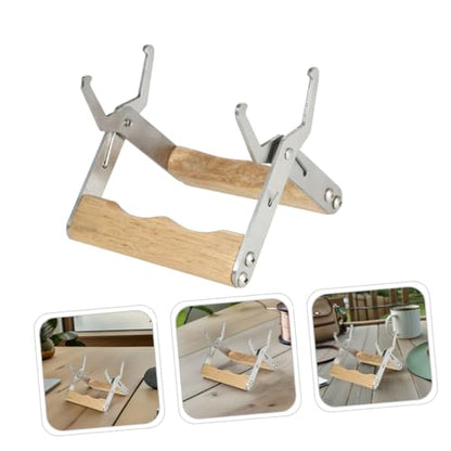 Kisangel 4pcs Beekeeping Frame Gripper Tool with Wooden Handle Stainless Steel Hive Frame Holder for Beekeepers Honey Harvesting and Hive Inspection