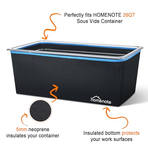 HOMENOTE Large Sous Vide Container 26 Quarts with Lid,Complete Sous Vide Accessories Kit BPA Free,Compatible with Anova and Most Sous Vide Cookers（Comes with 2 Sous Vide Racks and Insulating Sleeve） - color: Large Sous Vide Container-with 2 Rack