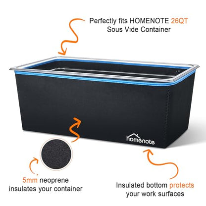 HOMENOTE Large Sous Vide Container 26 Quarts with Lid,Complete Sous Vide Accessories Kit BPA Free,Compatible with Anova and Most Sous Vide Cookers（Comes with 2 Sous Vide Racks and Insulating Sleeve） - color: Large Sous Vide Container-with 2 Rack