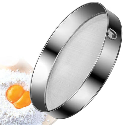 Flour Sifter Stainless Steel Fine Mesh Strainers 11.8 Inch 60 Mesh Round Flour Sieve for Baking Cake Bread