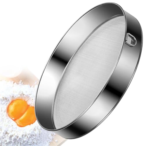 Flour Sifter Stainless Steel Fine Mesh Strainers 11.8 Inch 60 Mesh Round Flour Sieve for Baking Cake Bread