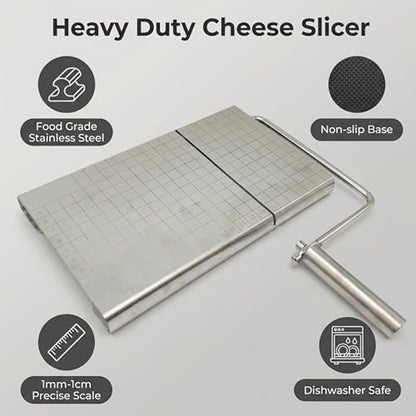 Cheese Slicer Heavy Duty Cheese Cutter for Block Cheese Multipurpose Cheese Slicers with Non Slip Base for Home Kitchen, Ideal for Cutting Cheese, Butter and Sausage