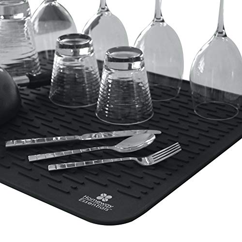 Silicone Dish Drying Mat - 21 x 18 - Extra Large Dish Drying Mat, Counter top Mat, Dish Draining Mat, Sink Mat, Large Silicone Trivet (EXTRA LARGE, BLACK) - color: Black, size: EXTRA LARGE