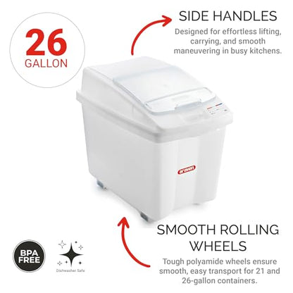 Araven Ingredient Bin, Storage Container for Large Quantity Ingredients, Use in Commercial or Home Kitchen, 26 Gallons, 1 Count, White