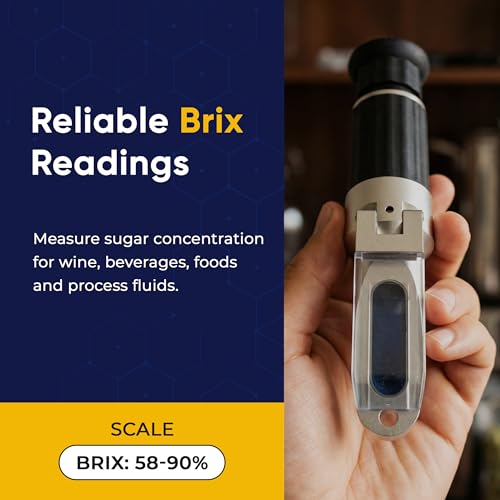 58–90% Brix Handheld Analog Refractometer, Durable All Metal Ultra High Range Brix Meter for Honey, Candy Syrups, Concentrates and Sugar Production Measurement