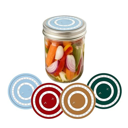 AZY 4-Pack Silicone Fermenting Set – Manual Date Tracker Mason Jar Fermentation Covers, Cross Vent Air Release for Wide Mouth Mason Jars, Pickle Pipe Fermenting Supplies