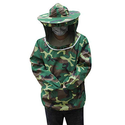 XGOPTS Ventilated Beekeeping Suit Jacket Professional Lightweight Beekeeper Protective Clothing Smock with Hood and Veil - color: Camo Green