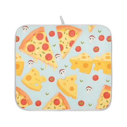 Pizza Food Cheese Dish Drying Mats for Kitchen Counter, 18x24 inch Drying Dishes Absorbent Microfiber Dish Drainer Mat Rack Pad Fast Dry - size: 18x24in