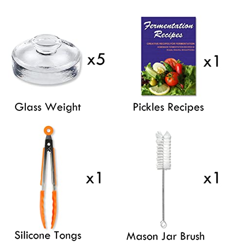 Artcome 5-Pack Glass Fermentation Weights with Easy Grip Handle and Unique Texture Design for Large Wide Mouth Mason Jars - size: 5 Pack