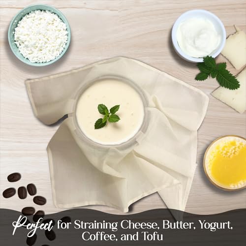 Raajsee Cheese Cloths 6 pcs Hemmed 20x20 inch Reusable 100% Unbleached Organic Cheesecloth for Straining Craft, Grade 100 Ultra Fine Muslin Cloth For Turkey Baking Juicing Brewing Yogurt Strainer - size: 20x20 inch 6 Pcs