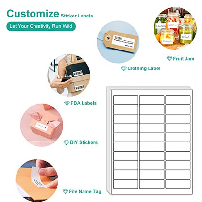 MFLABEL Address Labels, 1" x2-5/8 Mailing Labels, 30-UP White Shipping Labels for Inkjet or Laser Printer, 6000 Sticker Labels (200 Sheets), 30 Labels per Sheet - size: 1" x 2-5/8" (30-up), style: 200 Sheet
