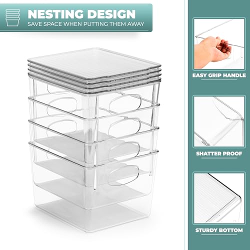 Sorbus Medium Plastic Storage Bins with Lids - Kitchen, Pantry, Refrigerator Organizer Bins - Clear, 2 Pack - size: Medium, style: 2 Pack