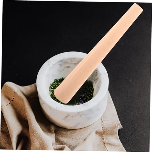 Cabilock Beech Wood Garlic Pestle Stick Handheld Kitchen Mortar Pounder for Garlic and Wooden Masher for Crushing Spices and Sauerkraut