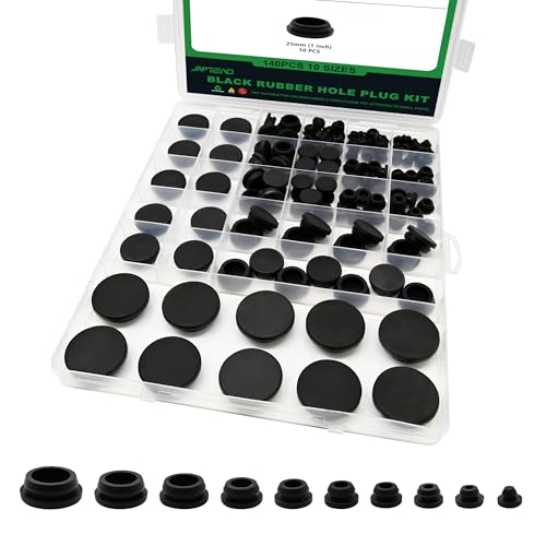 140PCS Black Rubber Plugs for Round Holes Assortment Kit, 10 Sizes of Snap Locking Silicone Plugs for Car Wiring Automotive Hole Caps Furniture & Plumbing - color: 140pcs Black Rubber Plugs Kit