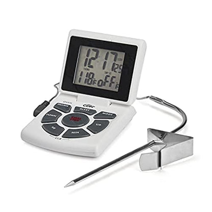 CDN Digital Probe Cooking, Cooling Thermometer, Smoker Oven Grill Candy Deep Frying, Multifunctional Thermometer/Timer/Clock with Loud Alerts, Stainless Steel Probe/Pot Clip, White or Silver (DTTC-W) - color: White