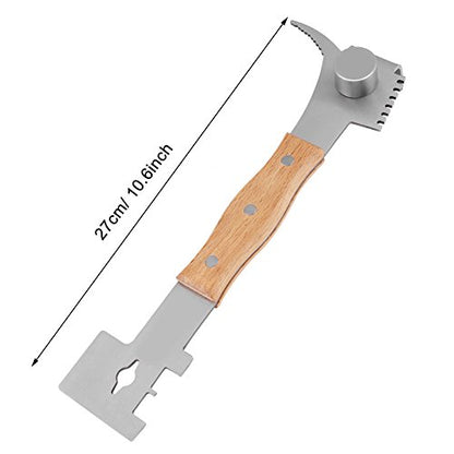 Hilitand Multifunctional Beekeeping Hive Tool, Polished Stainless Hive Scraper Tool with Wood Handle Grip Beekeeping Equipment for Beekeepers