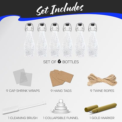 Nevlers 8.5 Oz Textured Swing Top Glass Bottles with Airtight Lid 6 Pack | Clear Teardrop Flip Top Glass Bottle with Stopper Set | Decorative Homemade Vanilla Extract Bottles for Projects & Gifting - style: Textured - 6 Pack