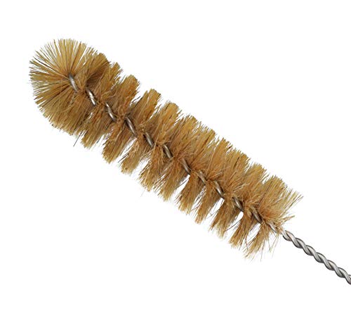 EISCO Bristle Cleaning Brush with Fan-Shaped End, 9.25" - Twisted Stainless Steel Wire Handle - Ideal for 1" - 1.2" Diameter Tubes, Bottles, Flasks, Cylinders, Jars, Vases, Cups