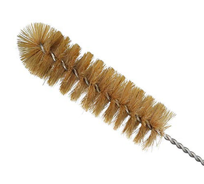 EISCO Bristle Cleaning Brush with Fan-Shaped End, 9.25" - Twisted Stainless Steel Wire Handle - Ideal for 1" - 1.2" Diameter Tubes, Bottles, Flasks, Cylinders, Jars, Vases, Cups