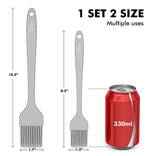 HOTEC Basting Brushes Silicone Heat Resistant Pastry Brushes Spread Oil Butter Sauce Marinades for BBQ Grill Barbecue Baking Kitchen Cooking BPA Free Dishwasher Safe (Grey 2) - color: Grey 2