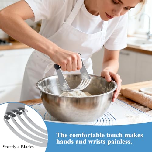 Biscuit Cutter Set, Blue Silicone Baking Mats，Stainless Steel Pastry Blender, Dough Cutter,Pastry Cutter, Baking Tools and Accessories Kit (4 Set Blue) - size: 4 set blue