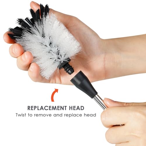 Water Bottle Cleaning Brush with 2 Replaceable Heads, Compatible with Sport Bottles, Tumblers, Mugs, Wine Decanters, Glassware, 13 in, White - color: White, size: 13 Inch ( Pack of 1)