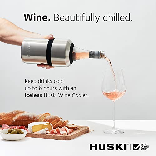 Huski Wine Chiller | Award Winning Iceless Design | Keeps Wine Cold up to 6 Hours | Next Generation Ice Bucket | Fits Some Champagne Bottles | for Wine Lovers (Pink) - color: Powder Pink