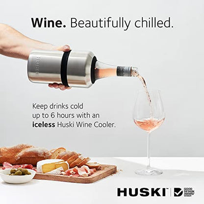 Huski Wine Chiller | Award Winning Iceless Design | Keeps Wine Cold up to 6 Hours | Next Generation Ice Bucket | Fits Some Champagne Bottles | for Wine Lovers (Pink) - color: Powder Pink