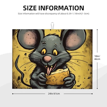 Rat Eats A Piece Of Cheese Dish Drying Mat For Kitchen Counter Absorbent Reversible Drying Mats Microfiber Kitchen Countertop Protector Dishes Drying Pad Extra Large 18"X24" Dish Mat