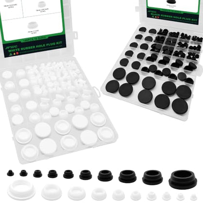 280PCS Black & White Silicone Rubber Plugs for Round Holes Kit | Black & White Snap Locking Silicone Plugs (4/25" 1/5" 1/4" 7/25" 5/16" 3/8" 1/2" 5/8" 3/4" 1") for Kitchens Furniture Pipes - color: 280pcs Black & White Rubber Plugs Kit