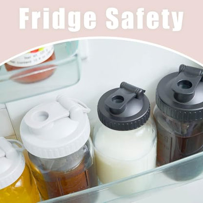 4 Pack Regular Mouth Mason Jar Pour Spout, Mason Jar Pitcher Lids with Leakproof Airtight Flip Cap, Reusable Plastic Canning Lids for Drinking Salad Dressing Pouring, Jar Lids, Black & White - color: Black & White, size: Regular Mouth