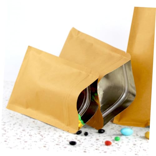 100pcs Kraft Paper Stand up Bag Self-sealing Food Storage for Cheese Shop Cafe Takeout Catering Retail Sealed