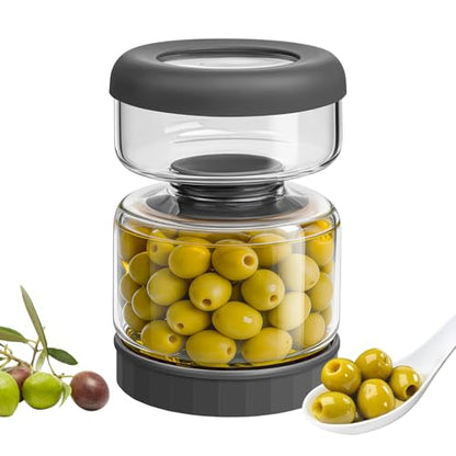 WhiteRhino Glass Pickle Jar with Strainer Flip,25oz Pickle Container,Hourglass Pickle Juice Separator Jar for Olives,Gherkins or Sliced,Leakproof Dishwasher Safe - color: 25oz Smoky Grey Pickle jar